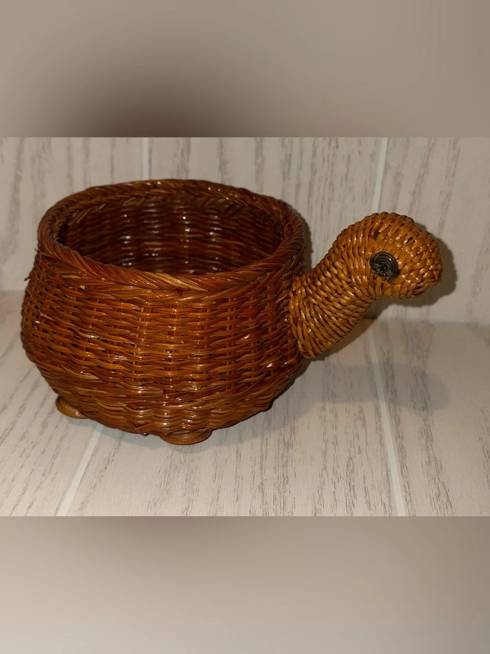 Rattan woven wicker turtle basket boho